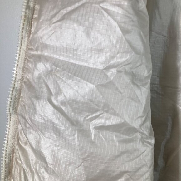 Womens J Crew Down Filled Puffer Jacket Cream Zip Up L Flaw - Picture 11 of 13